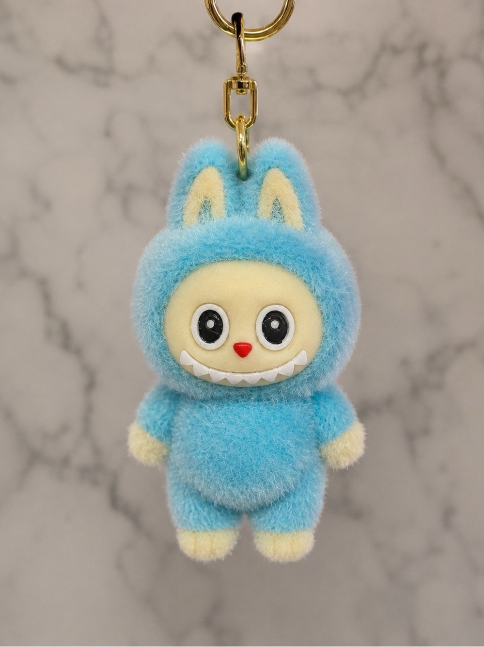 Blue Fuzzy Monster Bag Charm – Cute Keychain
